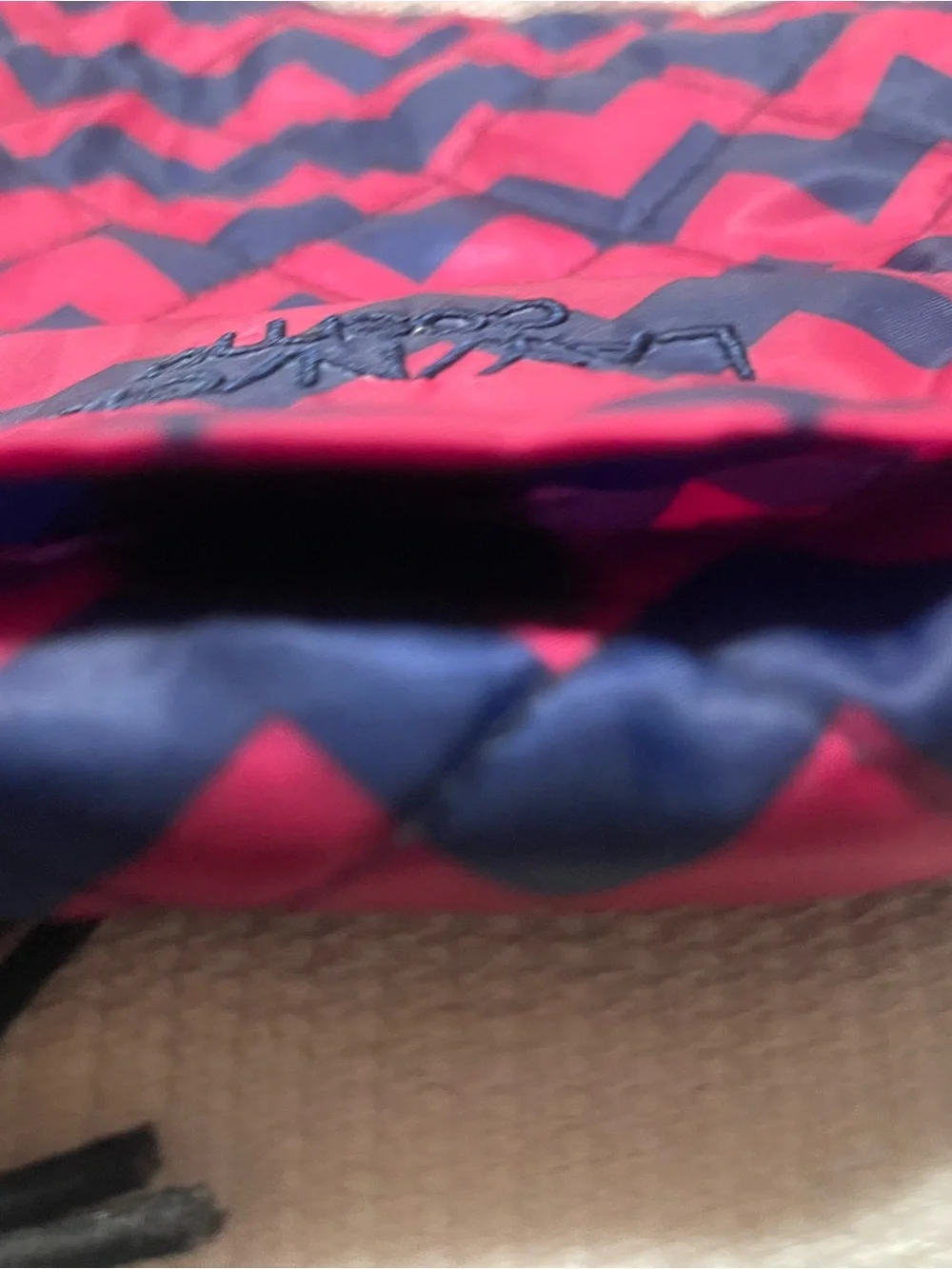 Chevron Drawstring Jewelry or Makeup Pouch - Pink & Navy